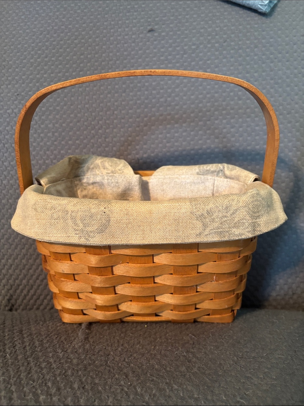 Longaberget Woven Wood Picnic Basket with Fabric Liner - Tan and Cream